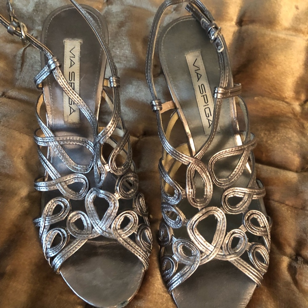 Via Spiga Pewter color strappy  sandal size 7